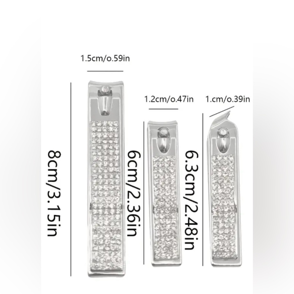 Nail Clipper 3pcs set W/Rhinestone Accent Storage~ Rhinestone Accent ⭐️🆕⭐️ - Picture 7 of 11